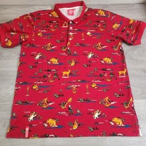 Vintage Lrg Lifted Research Red Polo Shirt Size XL Outoor Bear‎ Fishing Dog RARE
